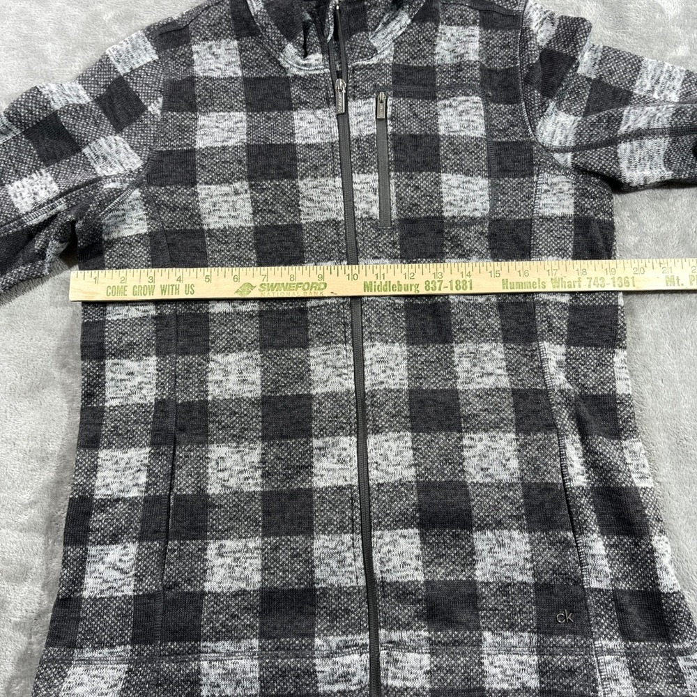 Calvin Klein Fleece Jacket Women L Gray Buffalo Plaid Zip Mock Neck M8XE6819 - Picture 3 of 8